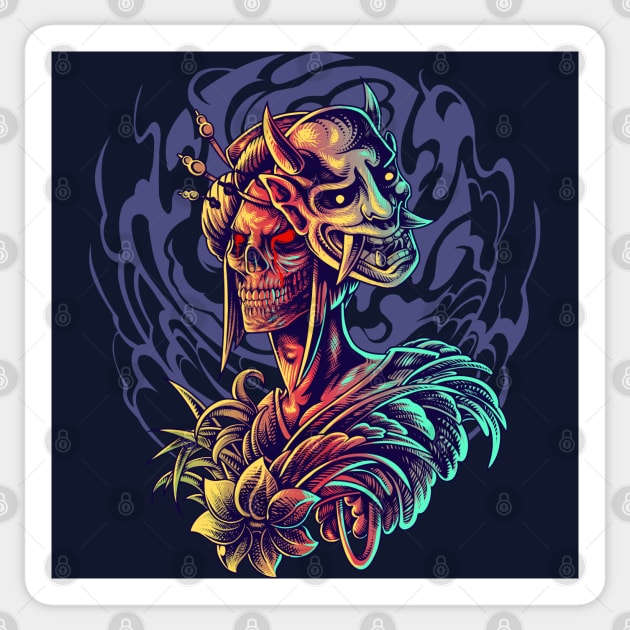 Geisha Skull Oni Sticker by machmigo